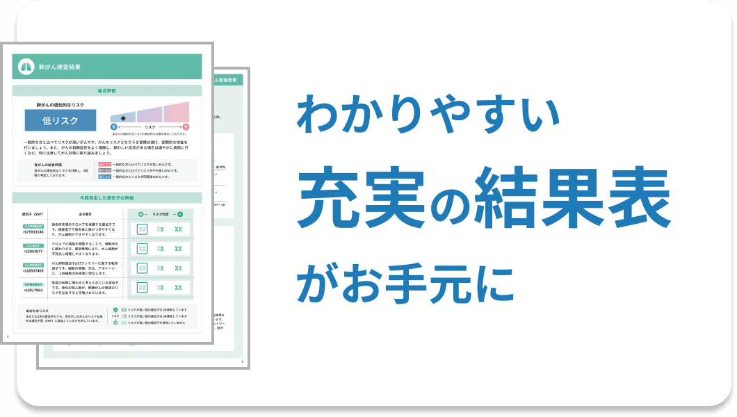 わかりやすい充実の結果表がお手元に